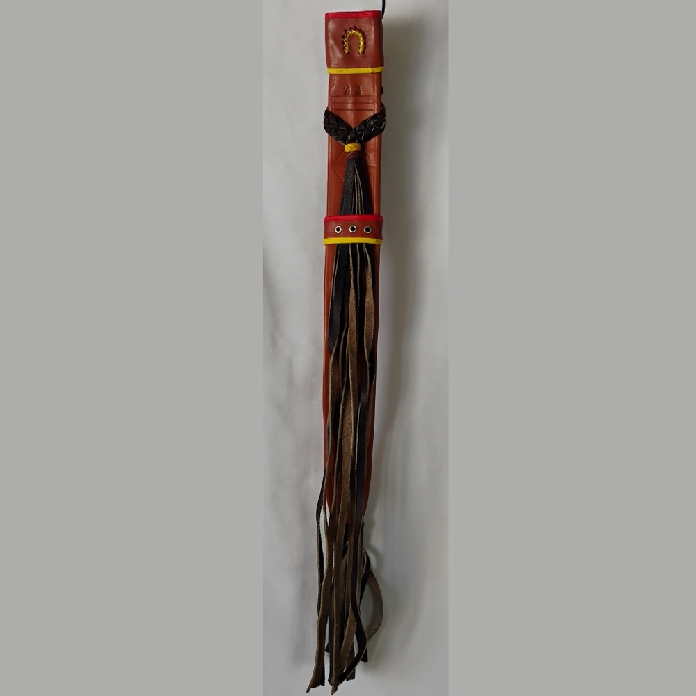 Vintage Brown Leather 22" Sword Sheath Braided Leather & Tassels Antique Style